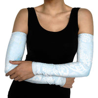 Polynesian Tiare Monstera Baby Blue Arm Sleeves Liquid Style - Polynesian Pride
