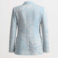 Polynesian Tiare Monstera Baby Blue Blazer Liquid Style - Polynesian Pride