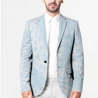 Polynesian Tiare Monstera Baby Blue Blazer Liquid Style - Polynesian Pride