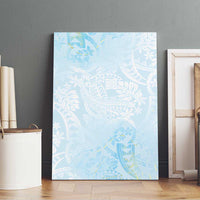 Polynesian Tiare Monstera Baby Blue Canvas Wall Art Liquid Style - Polynesian Pride