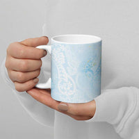 Polynesian Tiare Monstera Baby Blue Ceramic Mug Liquid Style - Polynesian Pride