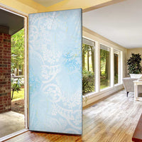 Polynesian Tiare Monstera Baby Blue Door Cover Liquid Style - Polynesian Pride