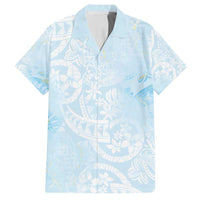 Polynesian Tiare Monstera Baby Blue Family Matching Summer Maxi Dress and Hawaiian Shirt Liquid Style - Polynesian Pride