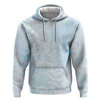 Polynesian Tiare Monstera Baby Blue Hoodie Liquid Style - Polynesian Pride