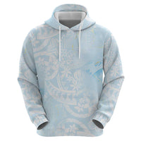 Polynesian Tiare Monstera Baby Blue Hoodie Liquid Style - Polynesian Pride