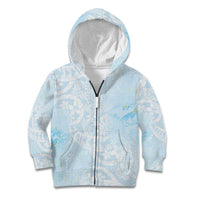 Polynesian Tiare Monstera Baby Blue Kid Hoodie Liquid Style - Polynesian Pride