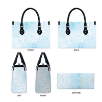 Polynesian Tiare Monstera Baby Blue Leather Bag Liquid Style - Polynesian Pride