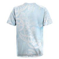 Polynesian Tiare Monstera Baby Blue Rugby Jersey Liquid Style - Polynesian Pride