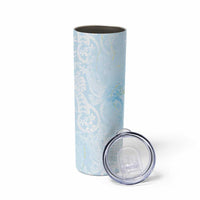 Polynesian Tiare Monstera Baby Blue Skinny Tumbler Liquid Style - Polynesian Pride