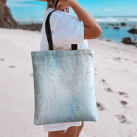 Polynesian Tiare Monstera Baby Blue Tote Bag Liquid Style - Polynesian Pride
