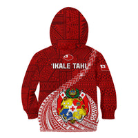 Tonga Rugby Kid Hoodie Tongan Ngatu Pattern White Version LT01 - Polynesian Pride