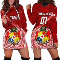 Custom Tonga Rugby Hoodie Dress Tongan Ngatu Pattern White Version LT01 - Polynesian Pride