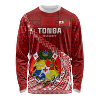 Custom Tonga Rugby Long Sleeve Shirt Tongan Ngatu Pattern White Version LT01