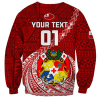 Custom Tonga Rugby Sweatshirt Tongan Ngatu Pattern White Version LT01 - Polynesian Pride