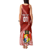 Custom Tonga Rugby Tank Maxi Dress Tongan Ngatu Pattern White Version LT01 - Polynesian Pride