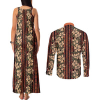 Hawaii Hibiscus Couples Matching Tank Maxi Dress and Long Sleeve Button Shirt Retro Style LT01 - Polynesian Pride