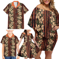 Hawaii Hibiscus Family Matching Off Shoulder Short Dress and Hawaiian Shirt Retro Style - Polynesian Pride