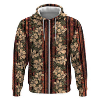 Hawaii Hibiscus Zip Hoodie Retro Style - Polynesian Pride