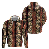 Hawaii Hibiscus Zip Hoodie Retro Style - Polynesian Pride