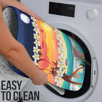 Hawaii Beach Landscape Time-Lapse Bathroom Set Tropical Plumeria Flowers - Polynesian Pride