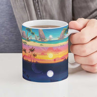 Hawaii Beach Landscape Time-Lapse Ceramic Mug Tropical Plumeria Flowers - Polynesian Pride
