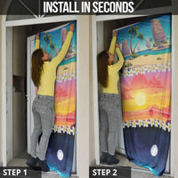 Hawaii Beach Landscape Time-Lapse Door Cover Tropical Plumeria Flowers - Polynesian Pride