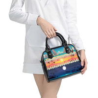 Hawaii Beach Landscape Time-Lapse Shoulder Handbag Tropical Plumeria Flowers - Polynesian Pride