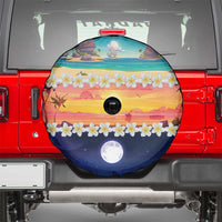 Hawaii Beach Landscape Time-Lapse Spare Tire Cover Tropical Plumeria Flowers - Polynesian Pride