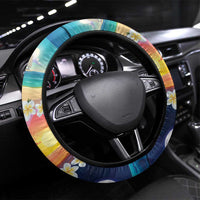Hawaii Beach Landscape Time-Lapse Steering Wheel Cover Tropical Plumeria Flowers - Polynesian Pride