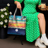 Hawaii Beach Landscape Time-Lapse Tote Bag Tropical Plumeria Flowers - Polynesian Pride