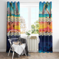 Hawaii Beach Landscape Time-Lapse Window Curtain Tropical Plumeria Flowers - Polynesian Pride