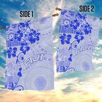 Fiji Masi With Hibiscus Tapa Tribal Garden Flag Blue Pastel LT01 - Polynesian Pride