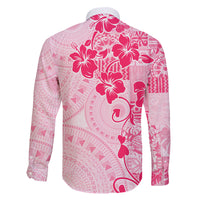 Fiji Masi With Hibiscus Tapa Tribal Family Matching Tank Maxi Dress and Hawaiian Shirt Pink Pastel LT01 - Polynesian Pride