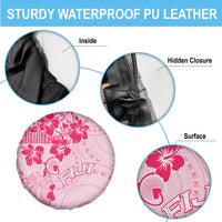 Fiji Masi With Hibiscus Tapa Tribal Spare Tire Cover Pink Pastel LT01 - Polynesian Pride