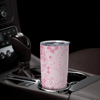 Fiji Masi With Hibiscus Tapa Tribal Tumbler Cup Pink Pastel