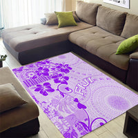 Fiji Masi With Hibiscus Tapa Tribal Area Rug Purple Pastel LT01 - Polynesian Pride