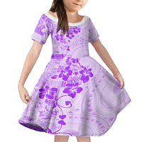 Fiji Masi With Hibiscus Tapa Tribal Family Matching Summer Maxi Dress and Hawaiian Shirt Purple Pastel LT01 Daughter's Dress Purple - Polynesian Pride