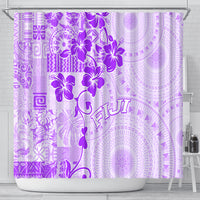 Fiji Masi With Hibiscus Tapa Tribal Shower Curtain Purple Pastel LT01 - Polynesian Pride