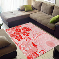 Fiji Masi With Hibiscus Tapa Tribal Area Rug Red Pastel LT01 - Polynesian Pride