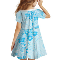 Fiji Masi With Hibiscus Tapa Tribal Family Matching Off Shoulder Maxi Dress and Hawaiian Shirt Sky Blue Pastel LT01 - Polynesian Pride