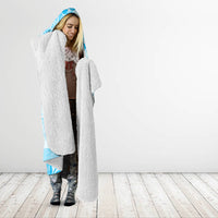 Fiji Masi With Hibiscus Tapa Tribal Hooded Blanket Sky Blue Pastel LT01 - Polynesian Pride