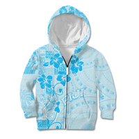 Fiji Masi With Hibiscus Tapa Tribal Kid Hoodie Sky Blue Pastel LT01 - Polynesian Pride