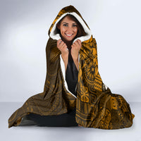 Fiji Masi With Hibiscus Tapa Tribal Hooded Blanket Gold Version LT01 - Polynesian Pride