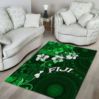 Fiji Masi Area Rug Fijian Hibiscus Tapa Green Version LT01 - Polynesian Pride