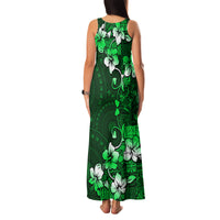 Fiji Masi Family Matching Tank Maxi Dress and Hawaiian Shirt Fijian Hibiscus Tapa Green Version LT01 - Polynesian Pride