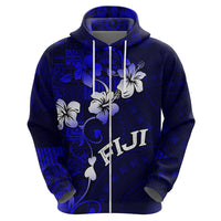 Fiji Masi Hoodie Fijian Hibiscus Navy Blue Gold Version LT01 - Polynesian Pride