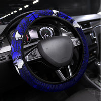 Fiji Masi Steering Wheel Cover Fijian Hibiscus Navy Blue Gold Version