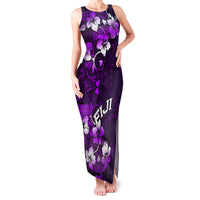 Fiji Masi Family Matching Tank Maxi Dress and Hawaiian Shirt Fijian Hibiscus Tapa Purple Version LT01 Mom's Dress Purple - Polynesian Pride