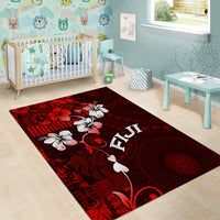 Fiji Masi Area Rug Fijian Hibiscus Tapa Red Version LT01 - Polynesian Pride