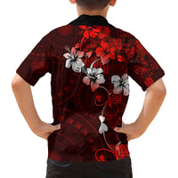 Fiji Masi Family Matching Tank Maxi Dress and Hawaiian Shirt Fijian Hibiscus Tapa Red Version LT01 - Polynesian Pride